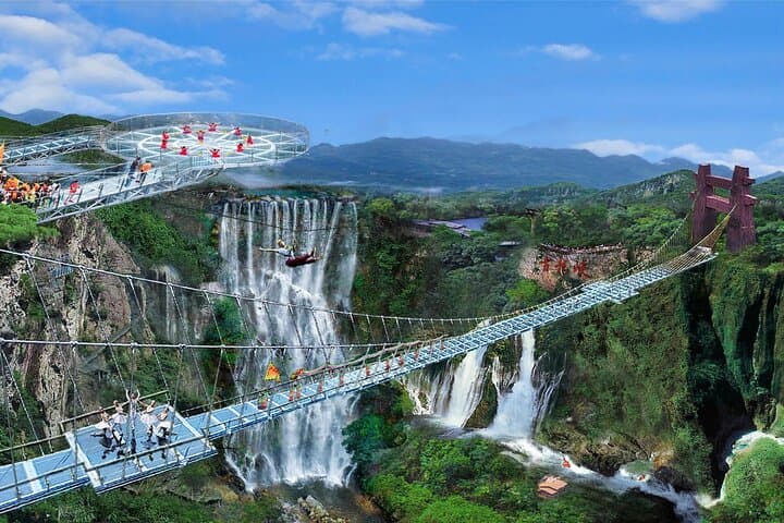 Gulong Gorge Skywalk Glass Bridge and Waterfall Tour from Guangzhou