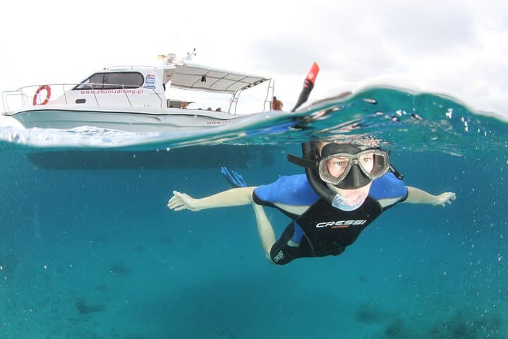 Chania Boat Trip and Guided Snorkeling to the Blue Cave