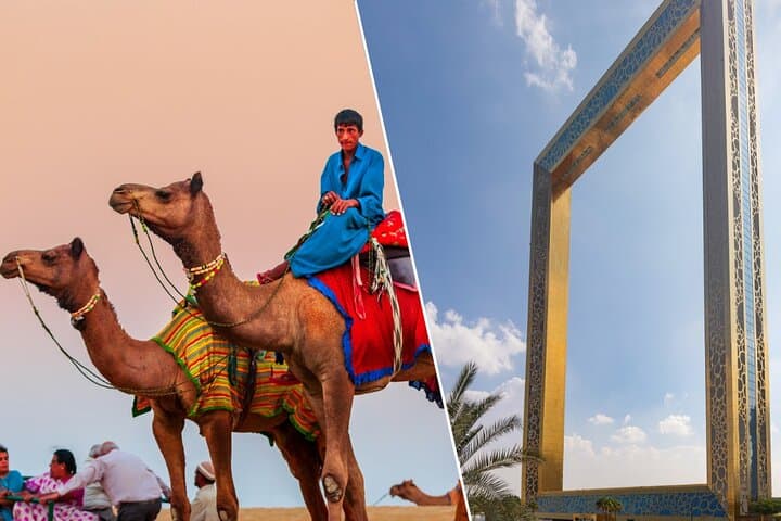 Dubai Frame + Desert Safari Combo: Dune Bashing, Camel Rides & BBQ