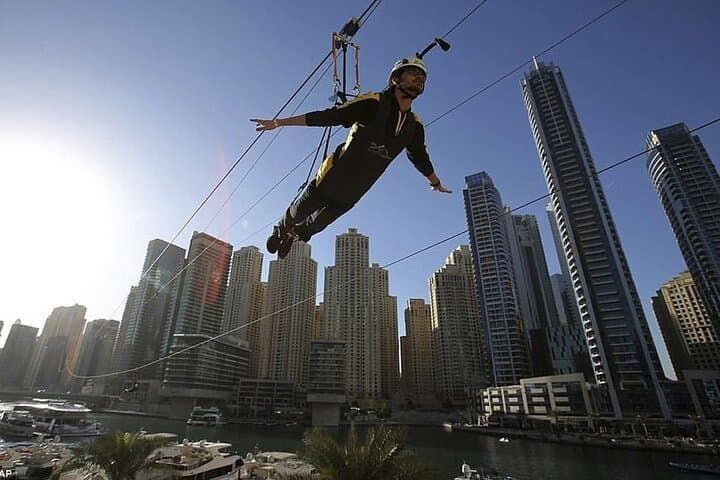 Dubai Marina XLine Zipline: 1km Aerial Thrill with Private Transfer