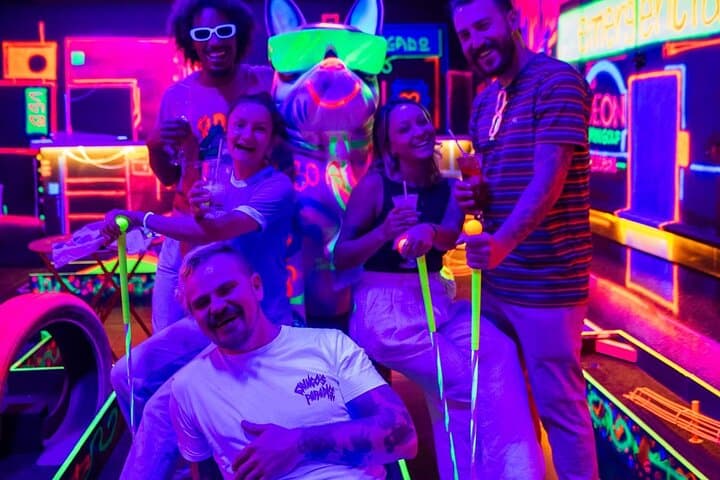 Neon Nights: UV 18-Hole Mini Golf and Cocktail Bar in Lisbon