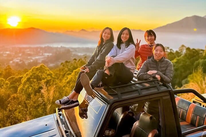 Jeep Sunrise Over Mount Batur’s Black Lava Fields — Private 4x4 Tour from Ubud