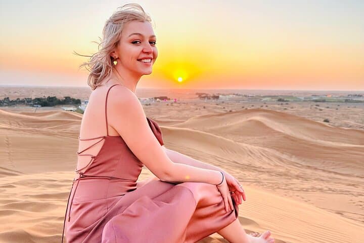 Sunset Dunes: Dubai Premium Desert Safari with ATV, Camel Ride & BBQ Dinner