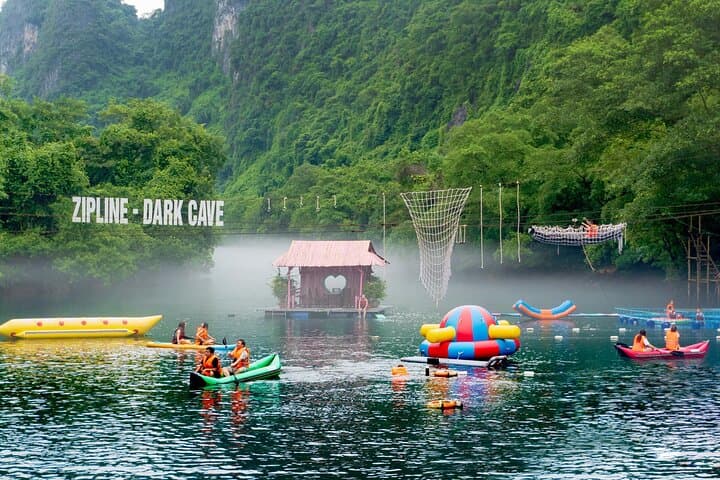 Paradise Cave & Dark Cave Day Trip from Hue — Zipline, Kayak and Underground Mud Baths