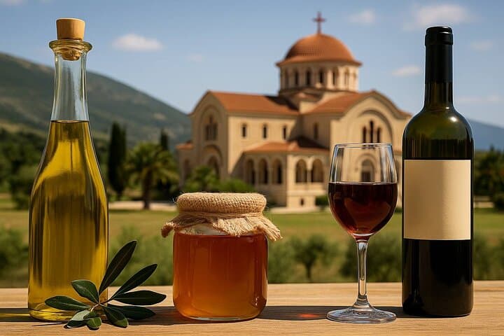 Kefalonia Private Food & Culture Tour: Honey, Olive Oil, Wine, and Saint Gerasimos