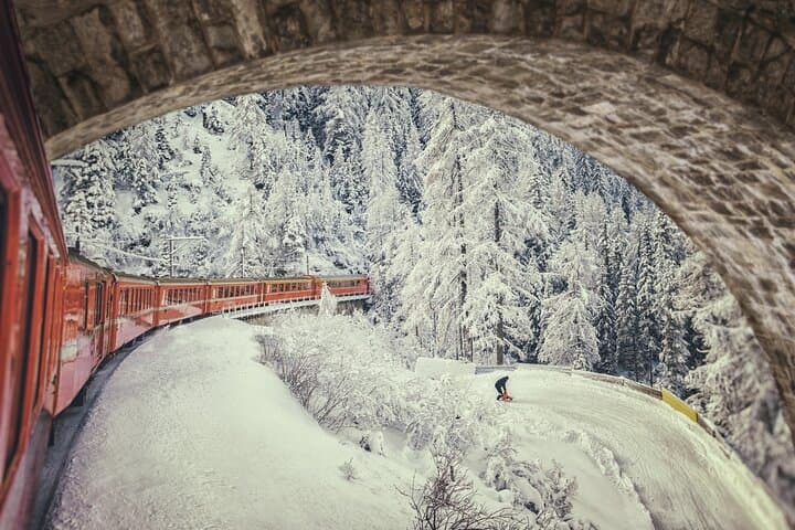 Bernina Red Train from Lake Como or Milan: Day Trip to St. Moritz & Maloja Pass photo 2