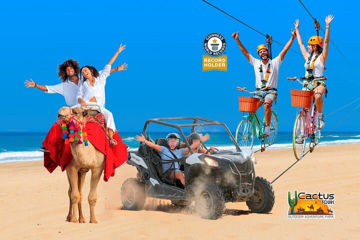 Los Cabos Triple-Play: UTV Desert Ride, Camel Beach Trek & Sky Bikes