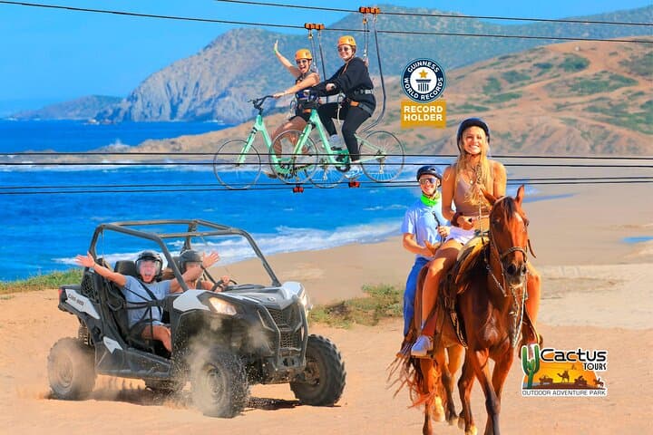 Los Cabos Adventure Combo: UTV Ride, Beach Horseback & Sky Bike Experience