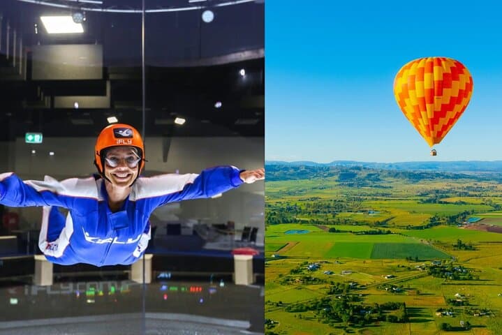 Sunrise Balloon Flight Over the Gold Coast Hinterland + iFLY Indoor Skydiving