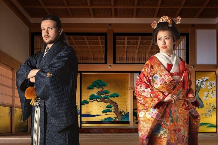 Kyoto Couples Kimono & Samurai Studio Photo Experience — Private Dress-Up Session