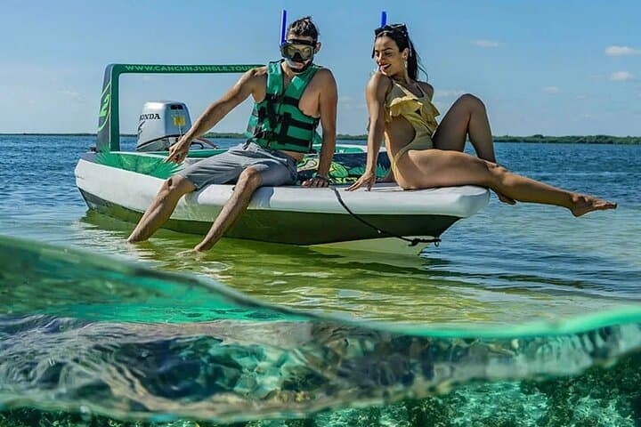 Drive a Speedboat Through Nichupté Lagoon and Snorkel El Meco Reef — Cancun Jungle Tour