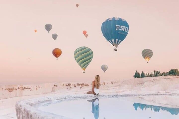 Sunrise Hot-Air Balloon Over Pamukkale's White Terraces photo 2