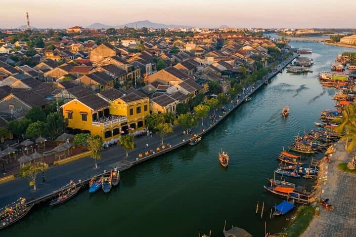 Sunset Views from Monkey Mountain to Hoi An: Marble Mountains Night Tour from Da Nang