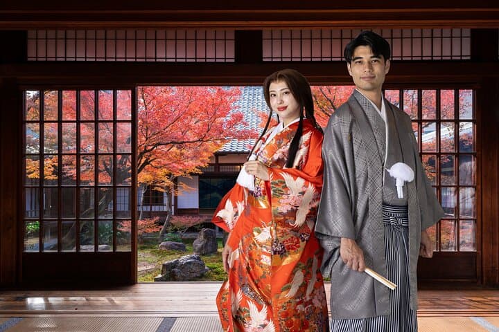 Kyoto Couples Kimono & Samurai Studio Photo Experience — Private Dress-Up Session photo 2