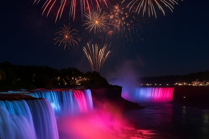 Night Lights and Fireworks: Niagara Falls Rainbow Illumination Walking Tour