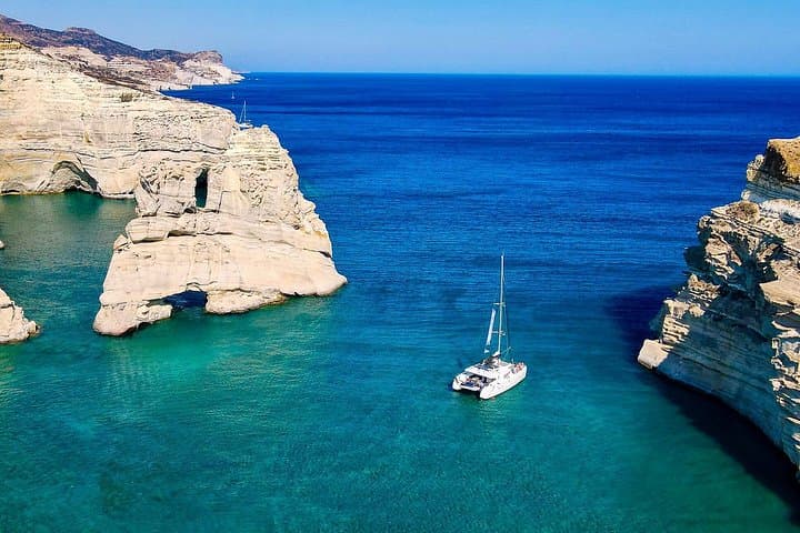 Morning Catamaran Cruise to Kleftiko — Milos Half-Day Sail & Swim photo 2