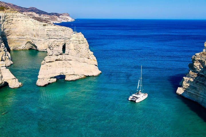 Private Catamaran Sunset Cruise to Kleftiko, Milos — Half-Day Snorkel & Sea Caves photo 2