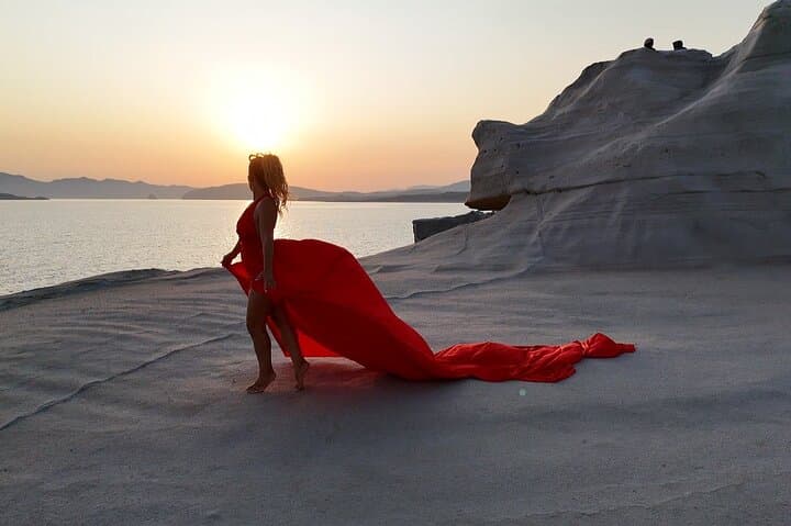 Flying Dress Photoshoot at Sarakiniko, Milos — Capture the Lunar Coast photo 2
