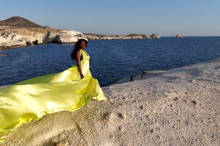 Flying Dress Photoshoot at Sarakiniko, Milos — Capture the Lunar Coast photo 3