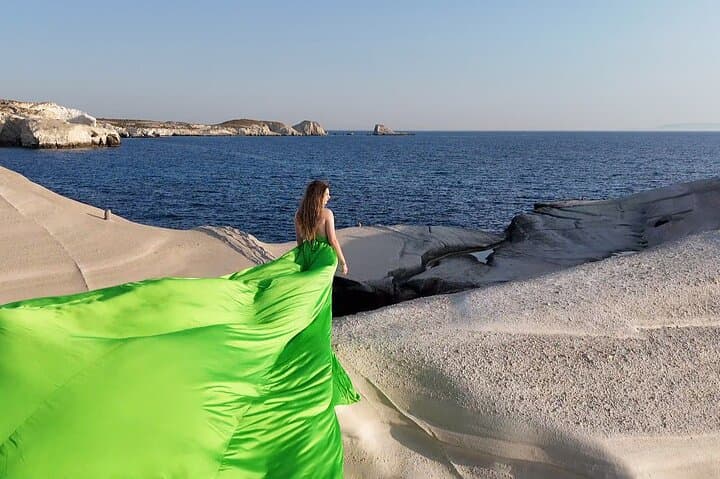 Flying Dress Photoshoot at Sarakiniko, Milos — Capture the Lunar Coast photo 4