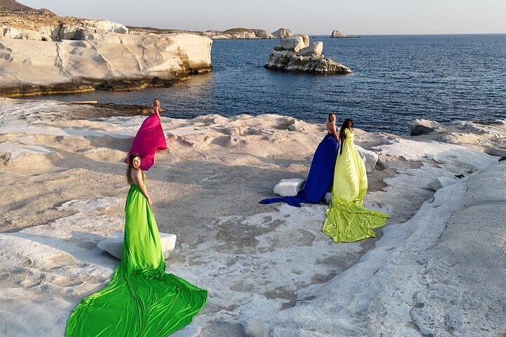 Flying Dress Photoshoot at Sarakiniko, Milos — Capture the Lunar Coast photo 5