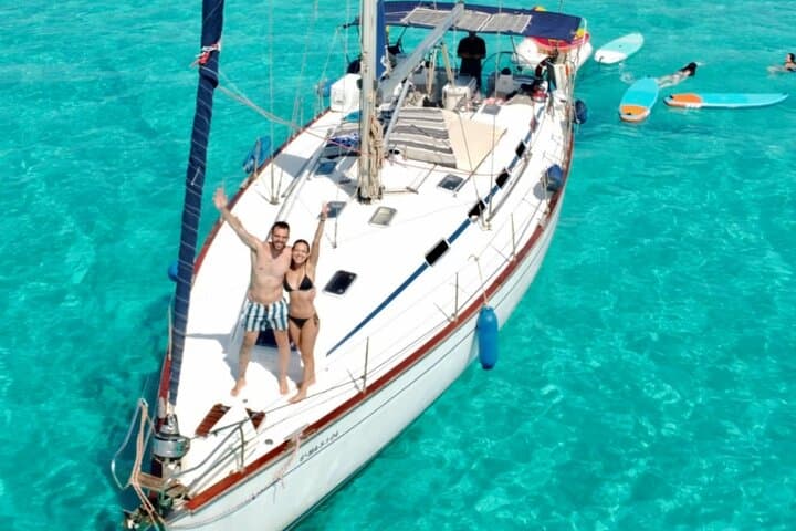 Day sail to Formentera: Espalmador & Illetes — paddle, snorkel & sunset from Ibiza