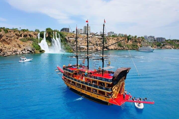 Pirate-Ship Cruise to Düden Waterfalls & Swim Stops from Antalya