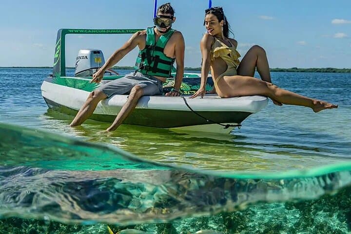Drive a Speedboat and Snorkel Ángel Reef — Cancun Lagoon Adventure