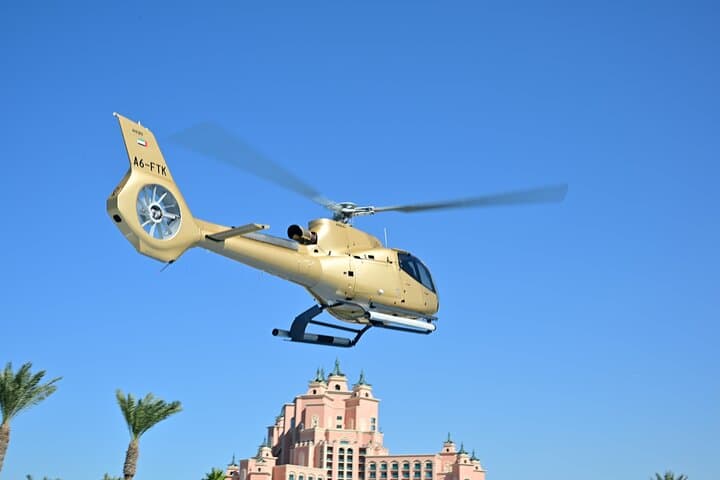 Dubai Helicopter Tour and Marina Dhow Dinner Cruise Combo — Sky to Sea Experience