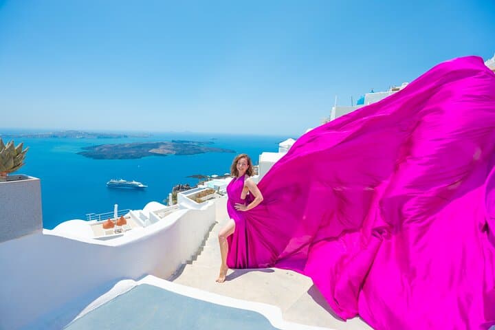 Santorini Flying-Dress Photoshoot in Oia — Private 2-Hour Photo Experience photo 4