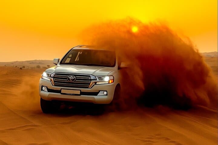 Dubai Desert Safari: Evening Dune Bashing, Camel Ride & BBQ in Lehbab
