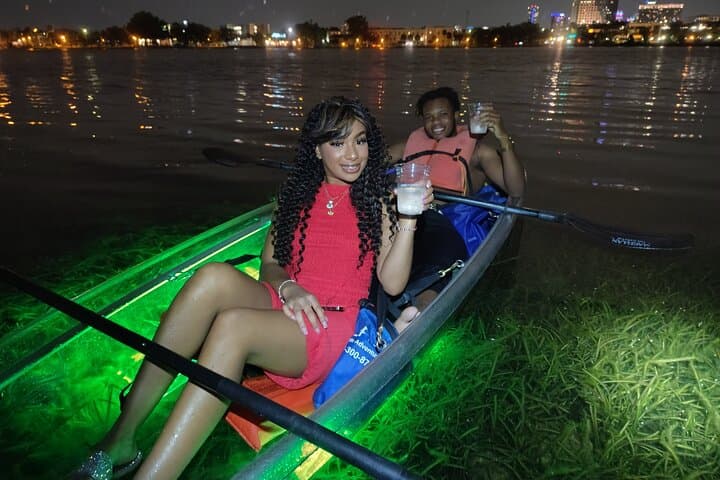 Orlando LED Glow Sunset Paddle: Clear Kayak & Champagne on Lake Ivanhoe