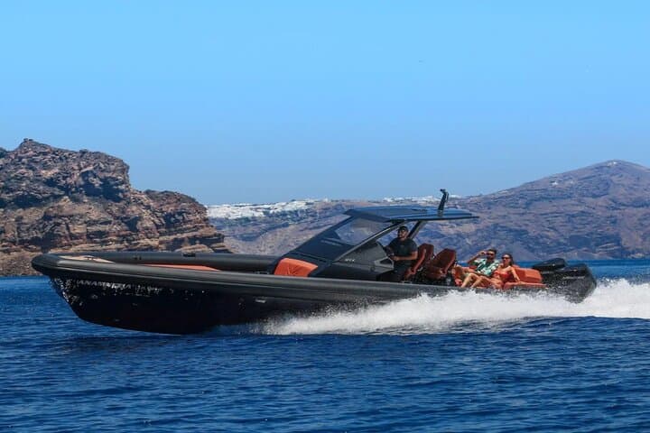Private Technohull Yacht Cruise on Santorini Caldera — Open Bar & Transfers