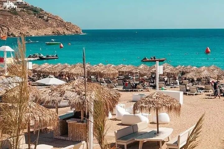 Mykonos Town to Paradise Beach: Walking Tour, Reserved Sunbed & Return Transfer photo 4