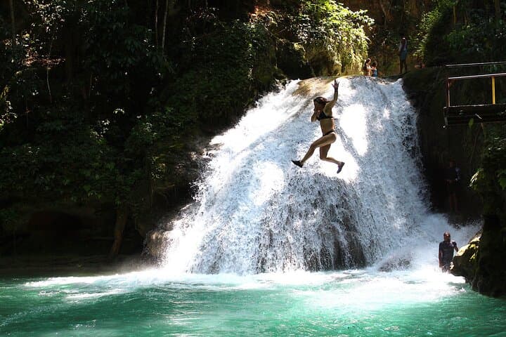Blue Hole Waterfall Adventure — Swim, Rope Swing & Cliff Jumps near Ocho Rios