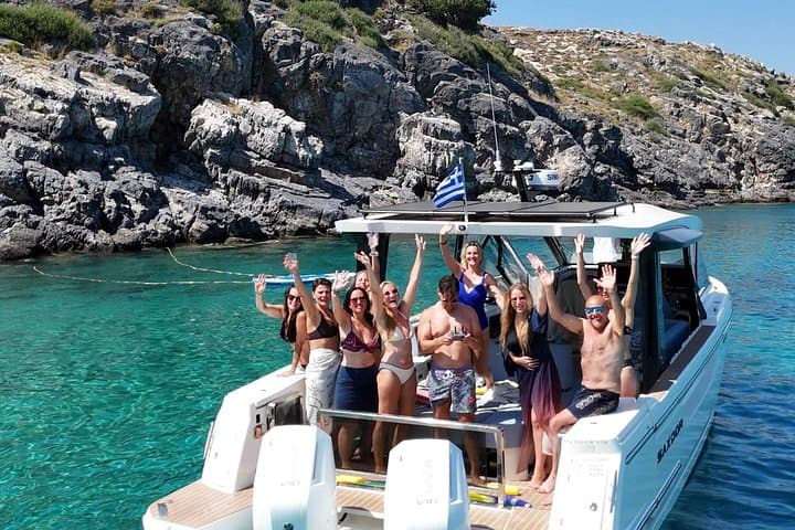 Private Lindos Yacht Cruise — Day & Sunset Trips on a Saxdor 400 GTO photo 4