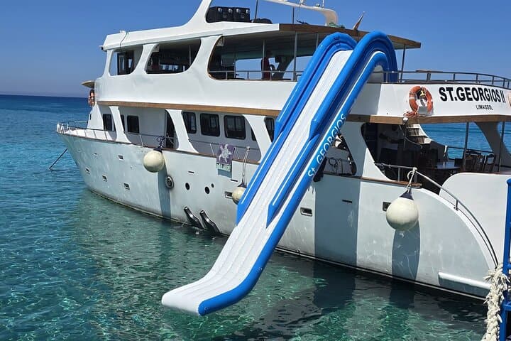 Protaras Blue Lagoon Cruise on St Georgios II — BBQ, Slide & Swim Stops