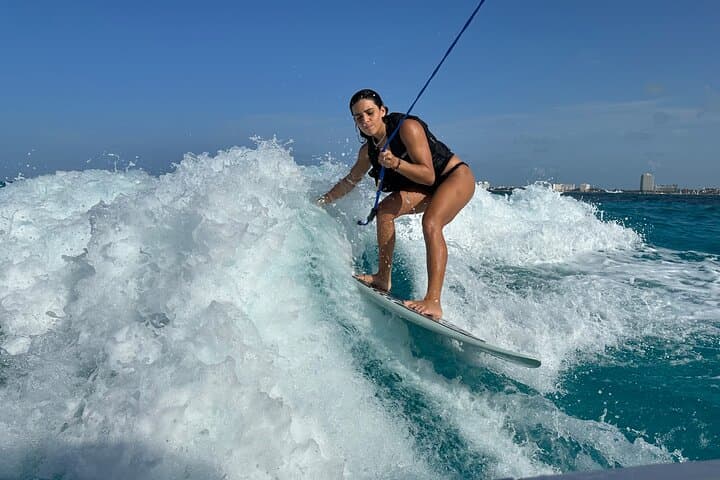 Wake Surfing Lessons and Snorkel in Cancun's Crystal Blue Caribbean