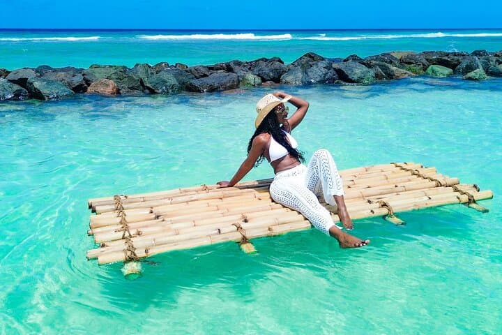 Bamboo Raft Drone Photoshoot on Barbados South Coast