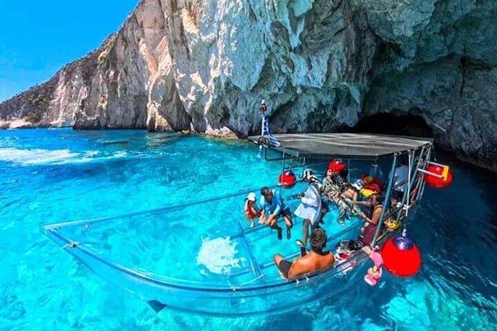 Zakynthos Clear Boat Tour: Turtle Spotting and Swimming at Marathonissi and Keri Caves