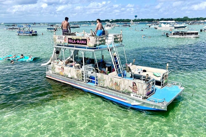 Destin Crab Island Pontoon Charter: 4-Hour Double-Decker with Slides photo 3