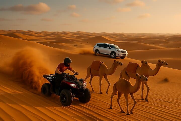 Sunset on the Red Dunes: Dubai Desert Safari with ATV, Live Shows & BBQ