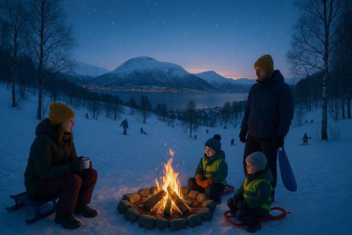 Charlottenlund Sledding and Bonfire Near Tromsø: Arctic Aking with Snacks