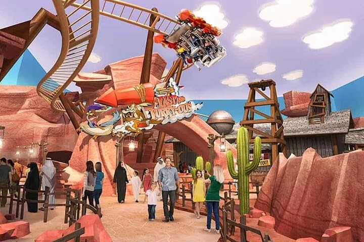 Two-Park Yas Island Day Trip from Dubai — Ferrari World, Warner Bros. & Yas Waterworld