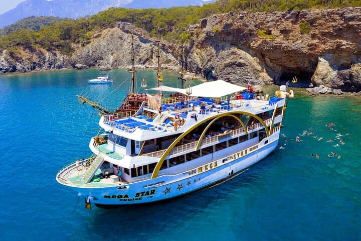 Antalya Mega Star Party Boat: Full-Day Kemer Cruise to Phaselis, Cennet & Kiris