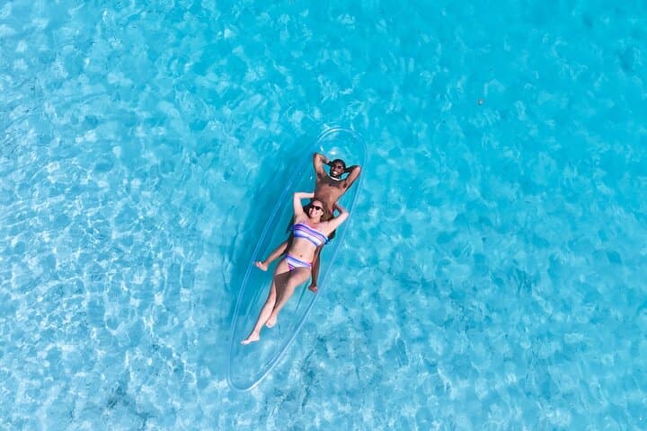 Clear Kayak Drone Photoshoot at Saunders Beach, Nassau — Couples on Turquoise Water photo 4