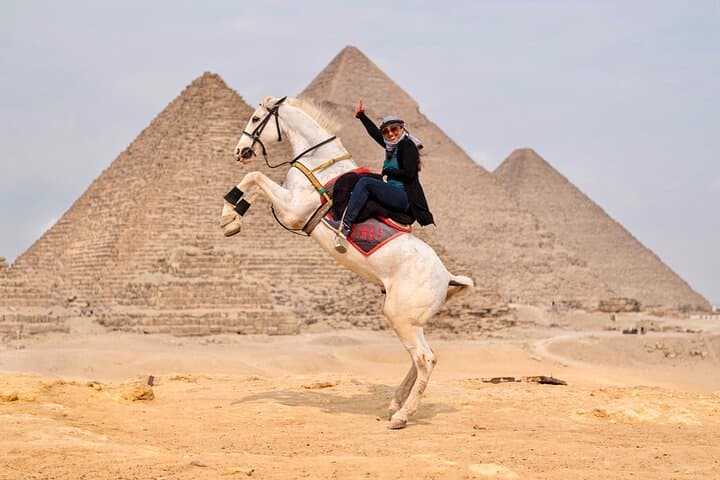 Giza Pyramids Tour: Camel Ride & Iconic Jumping Horse Photo Experience photo 2