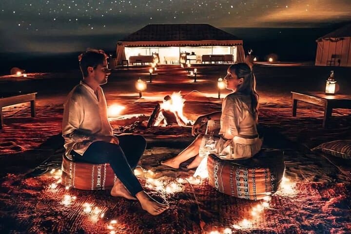 Sunset Camel Ride & Desert Dinner in Agafay: Berber Camp, Fire Show & Transfer from Marrakech