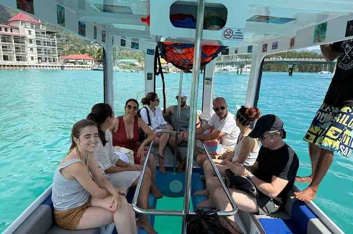 Full-Day Glass-Bottom Boat to Sainte Anne Marine Park — Snorkel, Sandbanks & Giant Tortoises