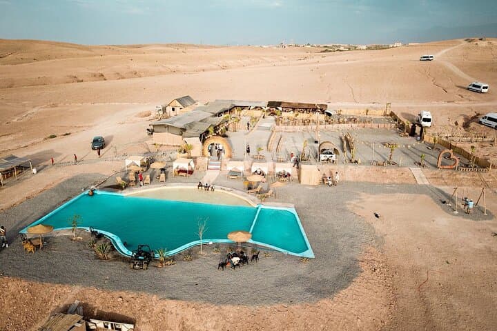 Marrakech to Agafay: Sunset Dinner, Pool & Fire Show in the Desert